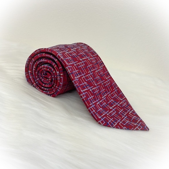 💕Beautiful Red Jhane Barnes Mens Silk Tie💕 - Picture 12 of 13